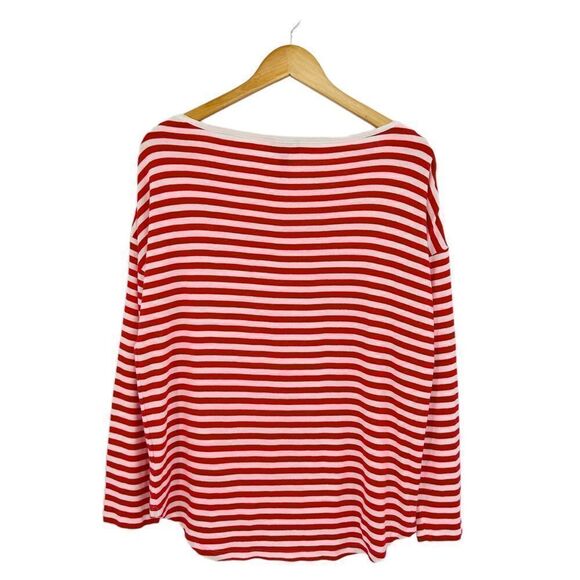 Jones New York red and white stripe with lace up shoulder detail size large - Picture 3 of 7